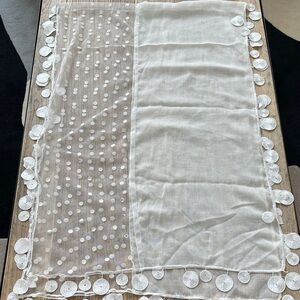 Elegant Sheer cream Scarf with Polka Dot Design ( chic transparency )